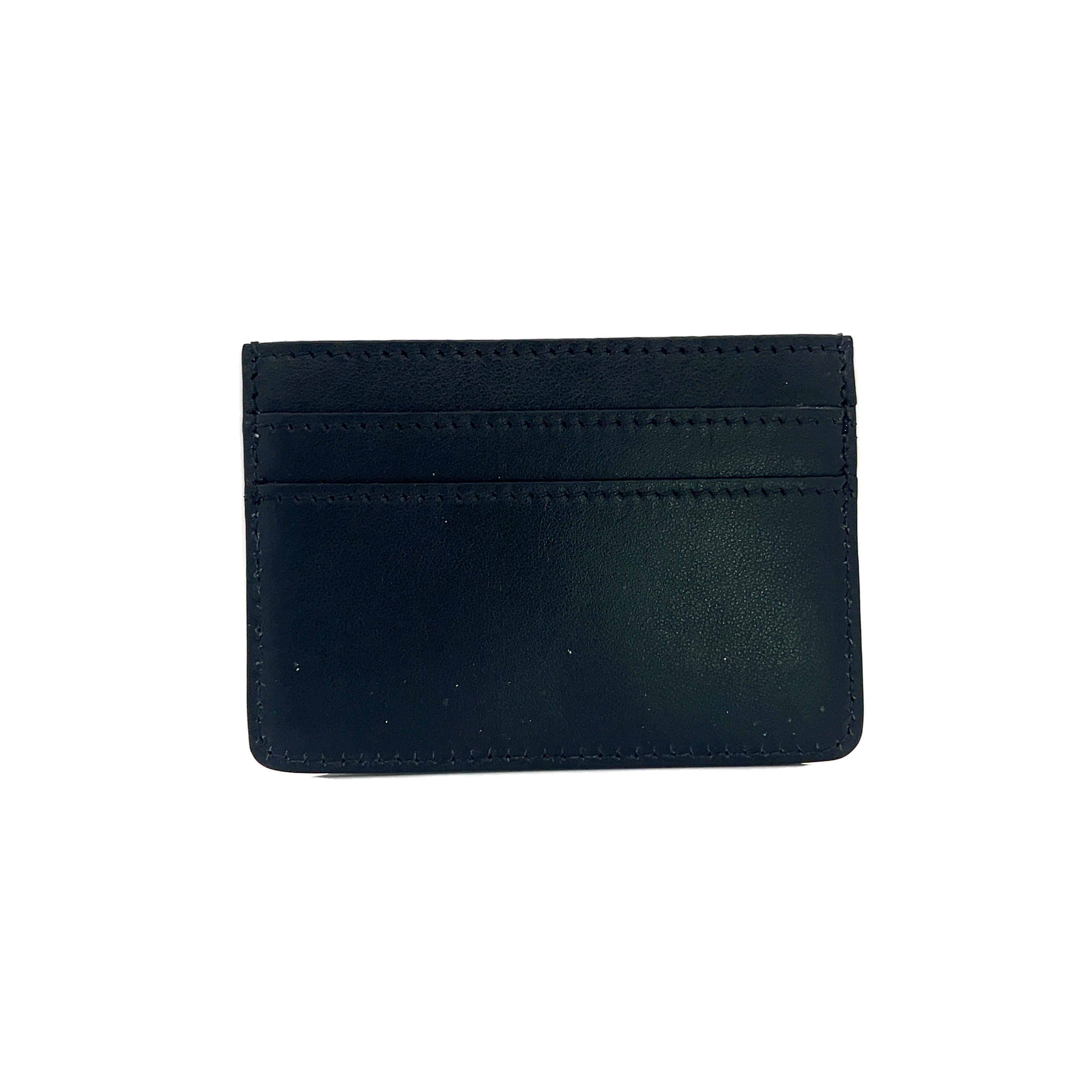 Kruk Nero Nappa Leather Card Holder with Silver Foil Logo