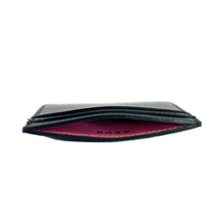 Kruk Nero Nappa Leather Card Holder with Silver Foil Logo