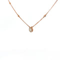 14k Rose Gold .75ct G SI1 Round Diamond Solitaire with Halo Necklace.
