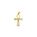 14k Yellow Gold .05ct G SI1 Round Diamond Ankh Cross Pendant 4.8 gram