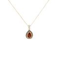 14k Yellow Gold 1.30ct Pear Shape Orange Citrine and .32ct G SI1 Total Weight of Chocolate and White Diamond Necklace