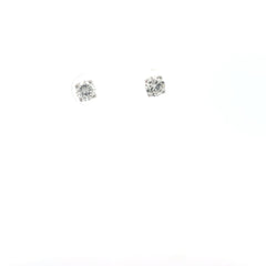 14k White and Yellow Gold .95ct G VS2 Round Diamond Stud Earrings