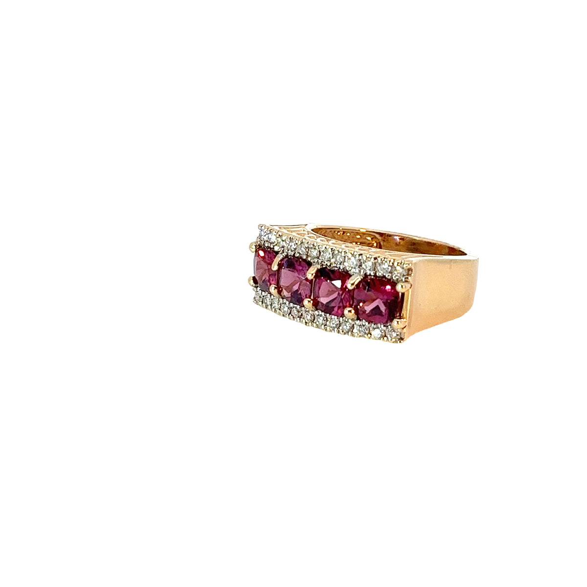 14k yellow gold 2.50ct Pink Tourmaline and .25ct G VS2 Round diamond ring