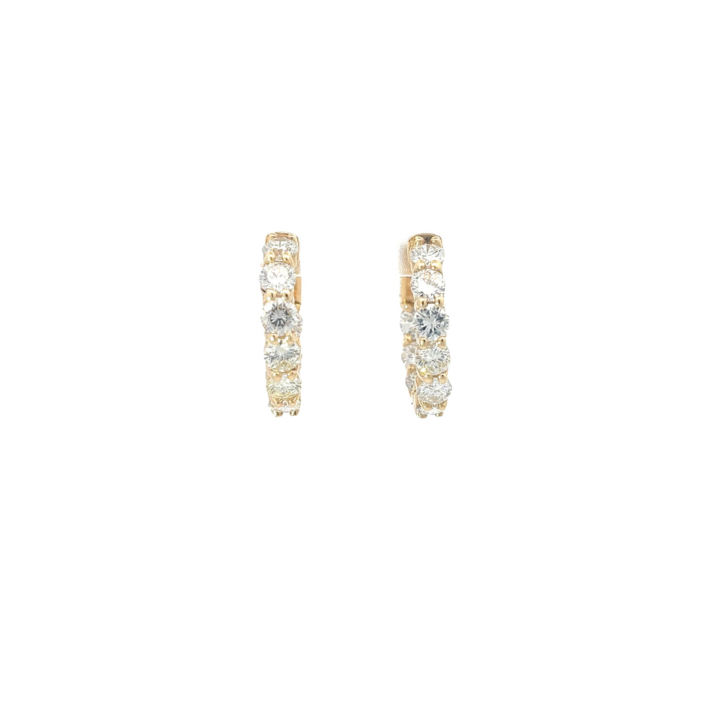 14k Yellow Gold 5.00ct G VS2 Round Diamond Hoop Earrings