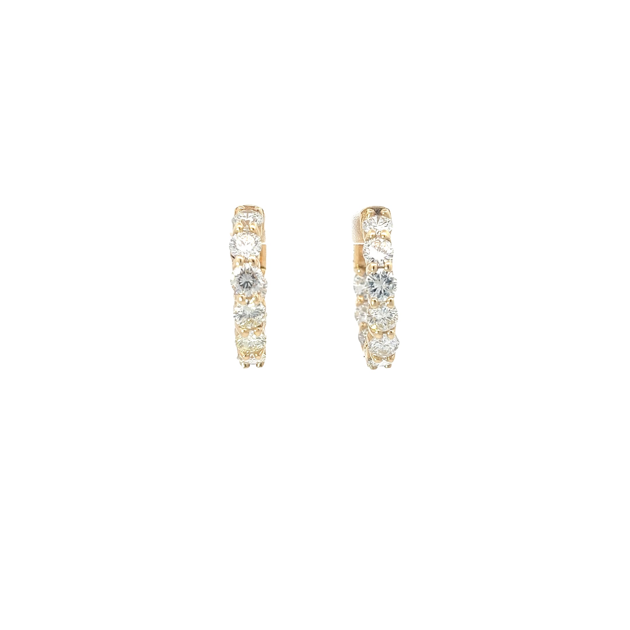 14k Yellow Gold 5.00ct G VS2 Round Diamond Hoop Earrings