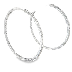 14k White Gold 3.15ct F SI1 Round Diamond Inside/out Diamond Hoop Earrings