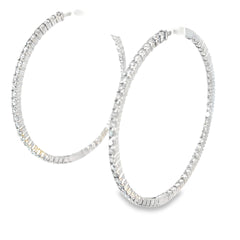 14k White Gold 3.15ct F SI1 Round Diamond Inside/out Diamond Hoop Earrings