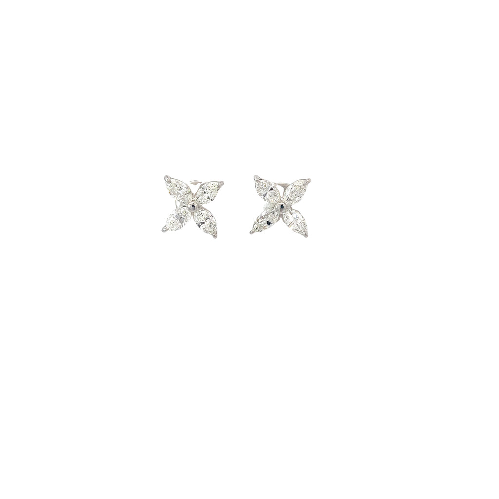 18k White Gold 3.80ct G VS2 Marquise Diamond Flower Earrings