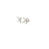 Ladies 18k White Gold Marquise Diamond Flower Earrings
