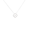 14k White Gold .10ct G SI1 Round Diamond Dotted Clover Leaf Necklace