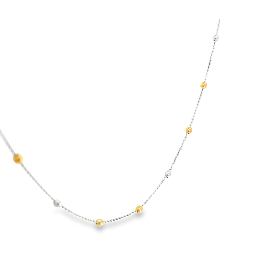 18k Two Tone Beaded Necklace 5.0 gram 3mm 16"inch