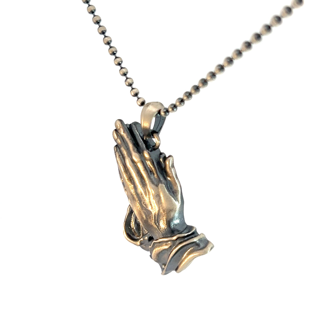 Sterling Silver 21.6 Gram Necklace/ Prayer Hands Pendant