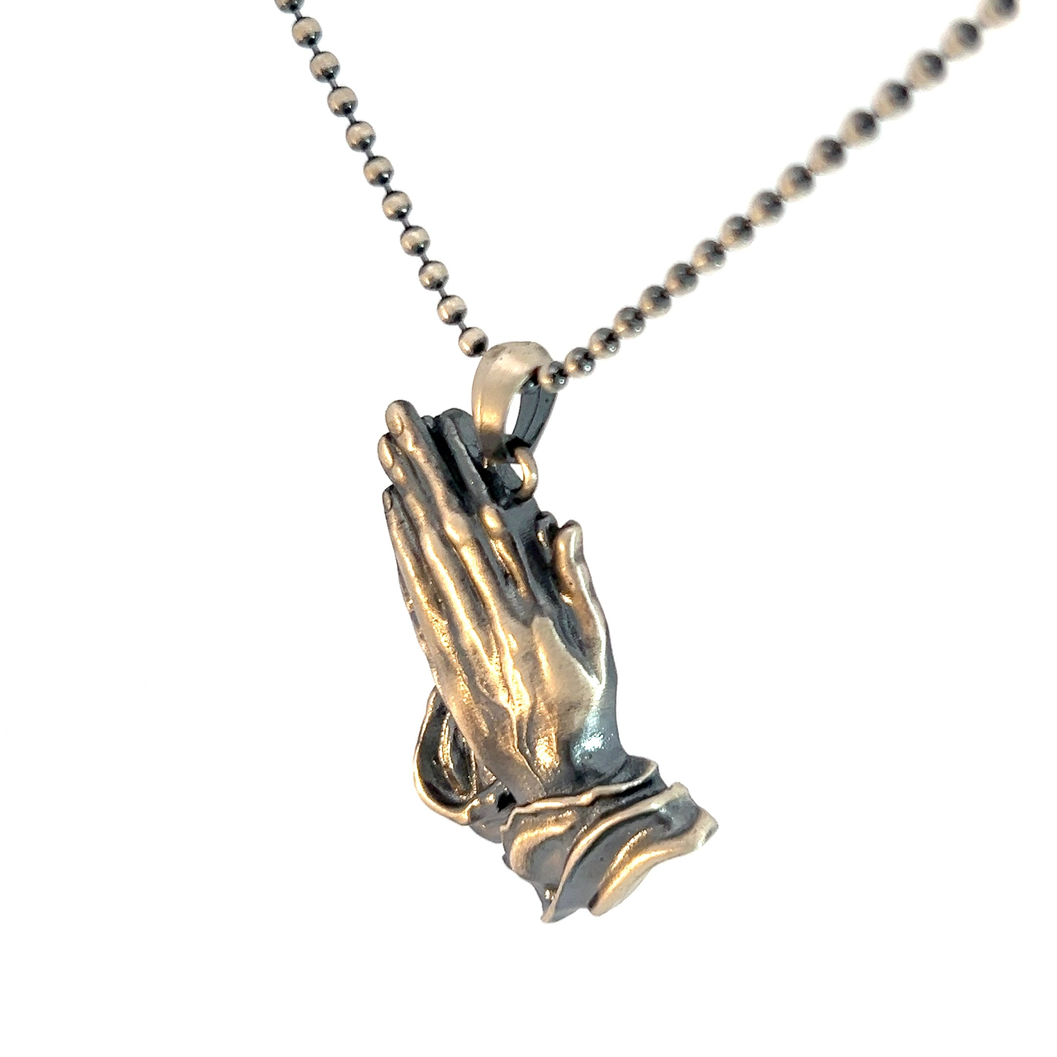 Sterling Silver 21.6 Gram Necklace/ Prayer Hands Pendant