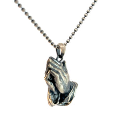 Sterling Silver 21.6 Gram Necklace/ Prayer Hands Pendant