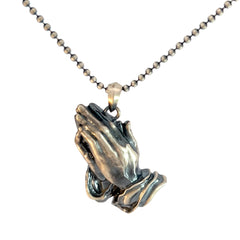 Sterling Silver 21.6 Gram Necklace/ Prayer Hands Pendant