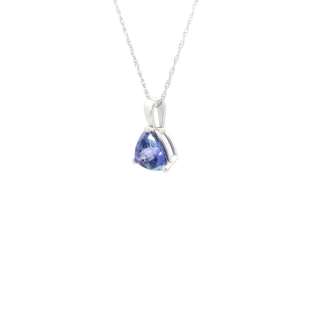 14K White Gold 2.37ct Trillion Tanzanite AAA Pendant