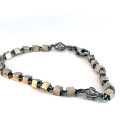 Sterling Silver 11.7 Gram with Blue Stones Men's Bracelet