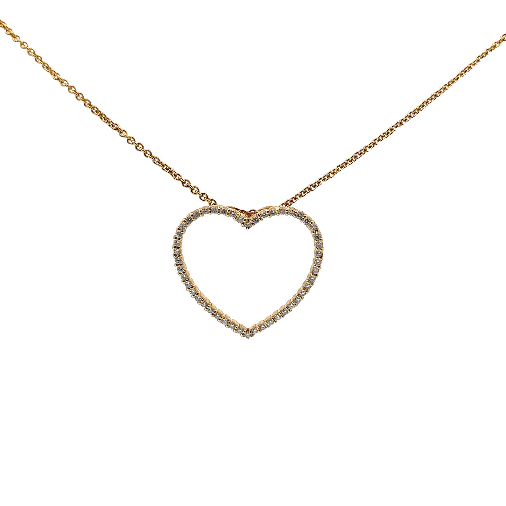 18k Yellow Gold .50ct H VS2 Round Diamond Heart Necklace