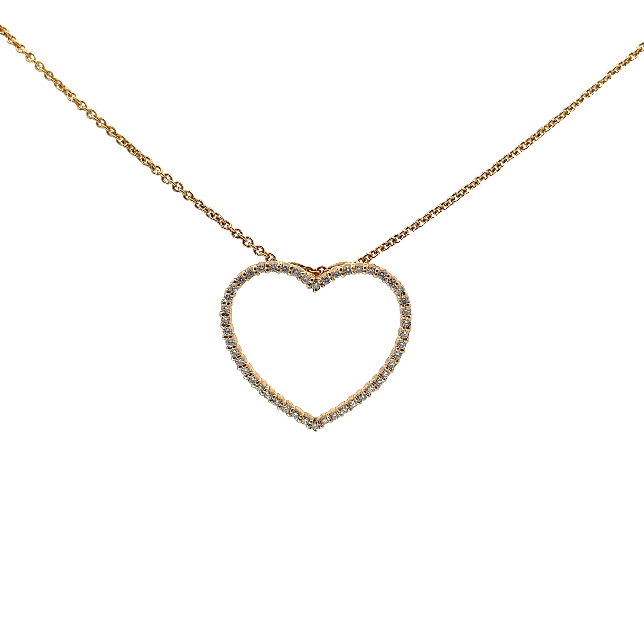 18k Yellow Gold .50ct H VS2 Round Diamond Heart Necklace