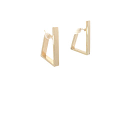 14k Yellow Gold Squared Open Triangular Shaped Hoop Earrings 6 mm 1 1/2" 4.8 gram