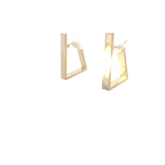 14k Yellow Gold Squared Open Triangular Shaped Hoop Earrings 6 mm 1 1/2" 4.8 gram