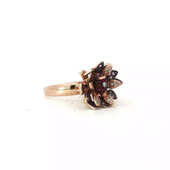 14k Rose Gold Pink Sapphire/Ruby and Diamond Lotus Flower Ring