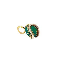 18k Yellow Gold 12.00ct Green Jade and .20ct G SI1 Round Vintage Ring