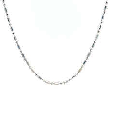 14k White Gold 3 Gram Bead Necklace 15"inch