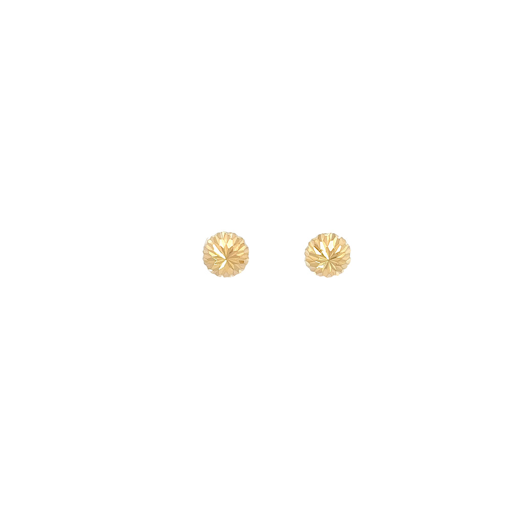 18k Yellow Gold Diamond Cut Domed 8mm Round 1/2 Ball Stud Earrings