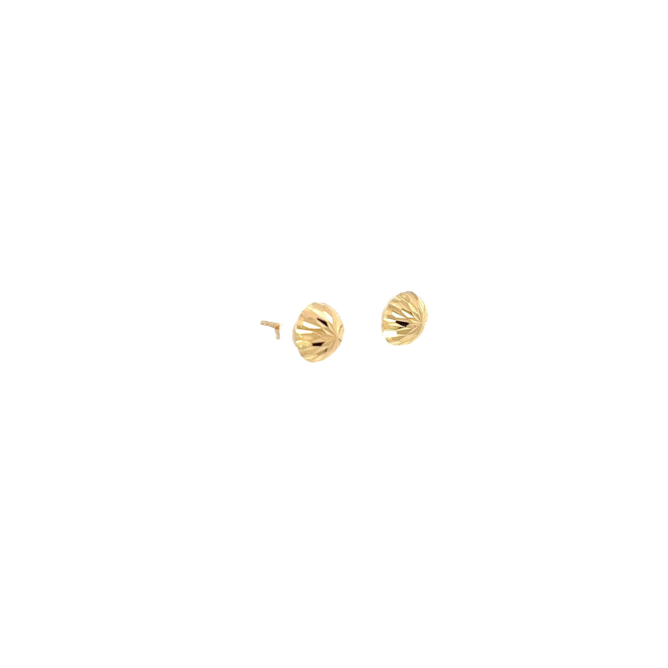 18k Yellow Gold Diamond Cut Domed 8mm Round 1/2 Ball Stud Earrings