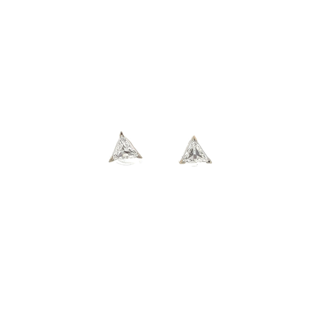 14k White Gold 1.13CT G VS2 Trillion Shaped Diamond Stud Earrings