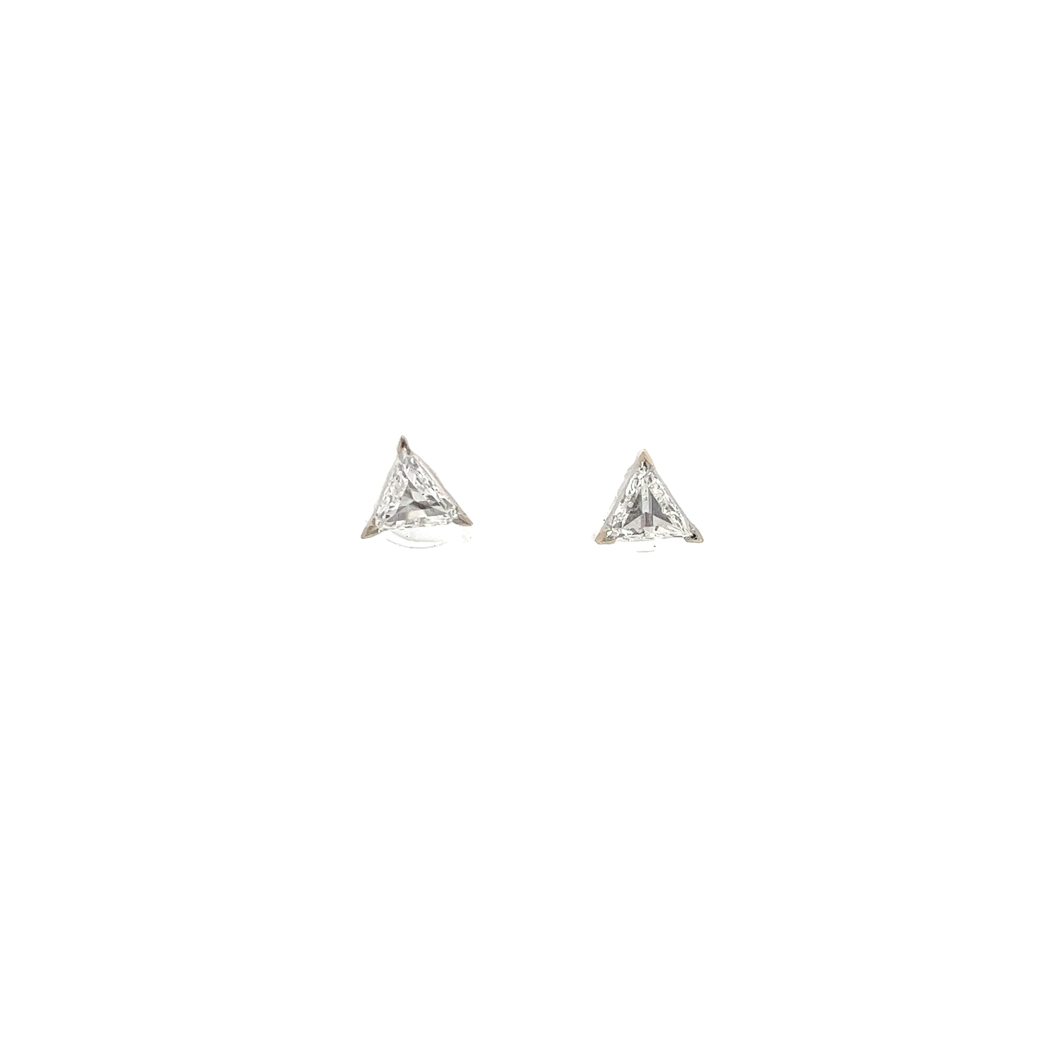 14k White Gold 1.13CT G VS2 Trillion Shaped Diamond Stud Earrings