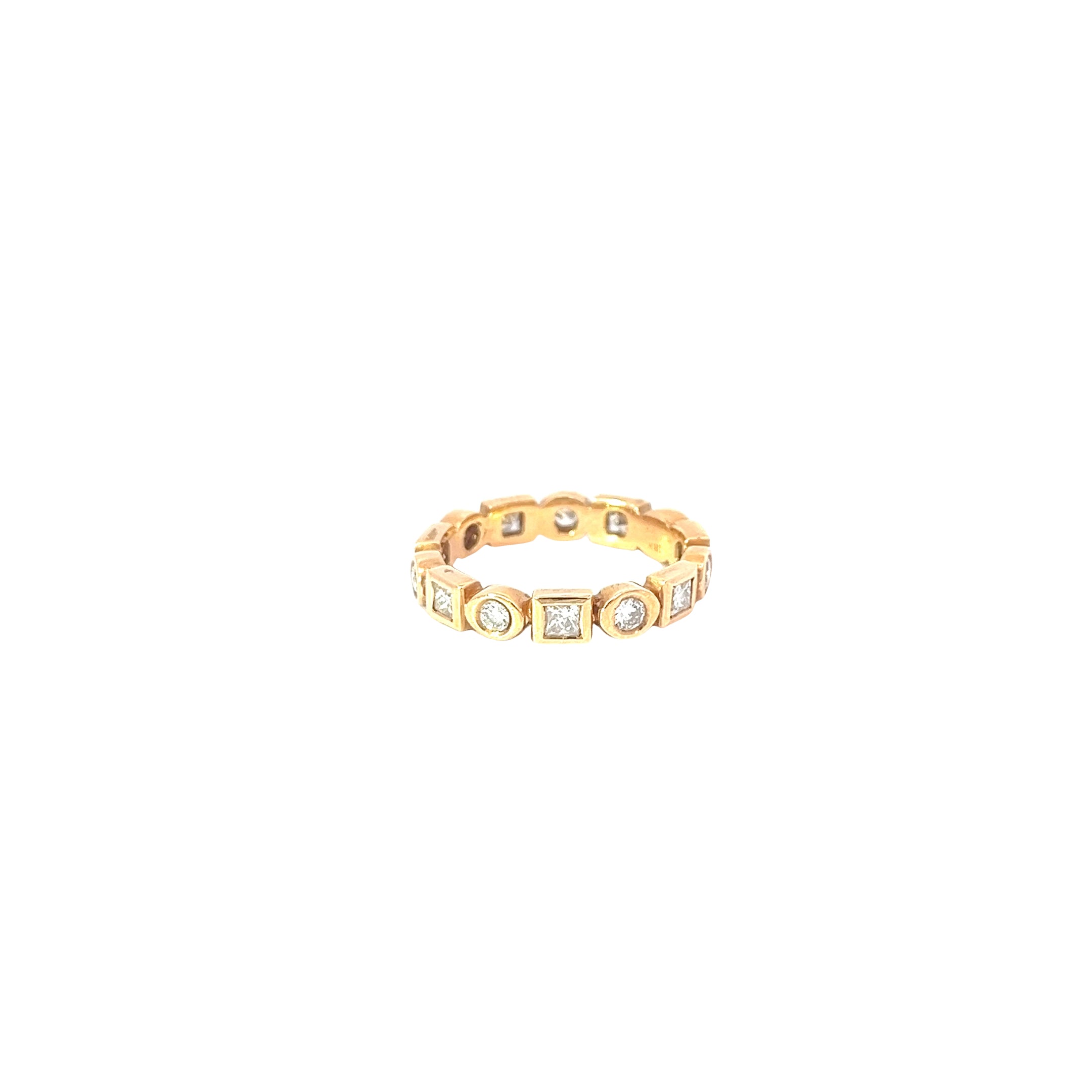 18k Rose Gold 1.08ct G VS2 Total  Weight Round and Square Bezel Diamond Eternity Band Size 7