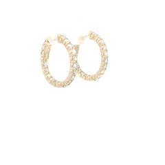 14k Yellow Gold 2.00ct  G/H VS2 Round Diamond Hoops