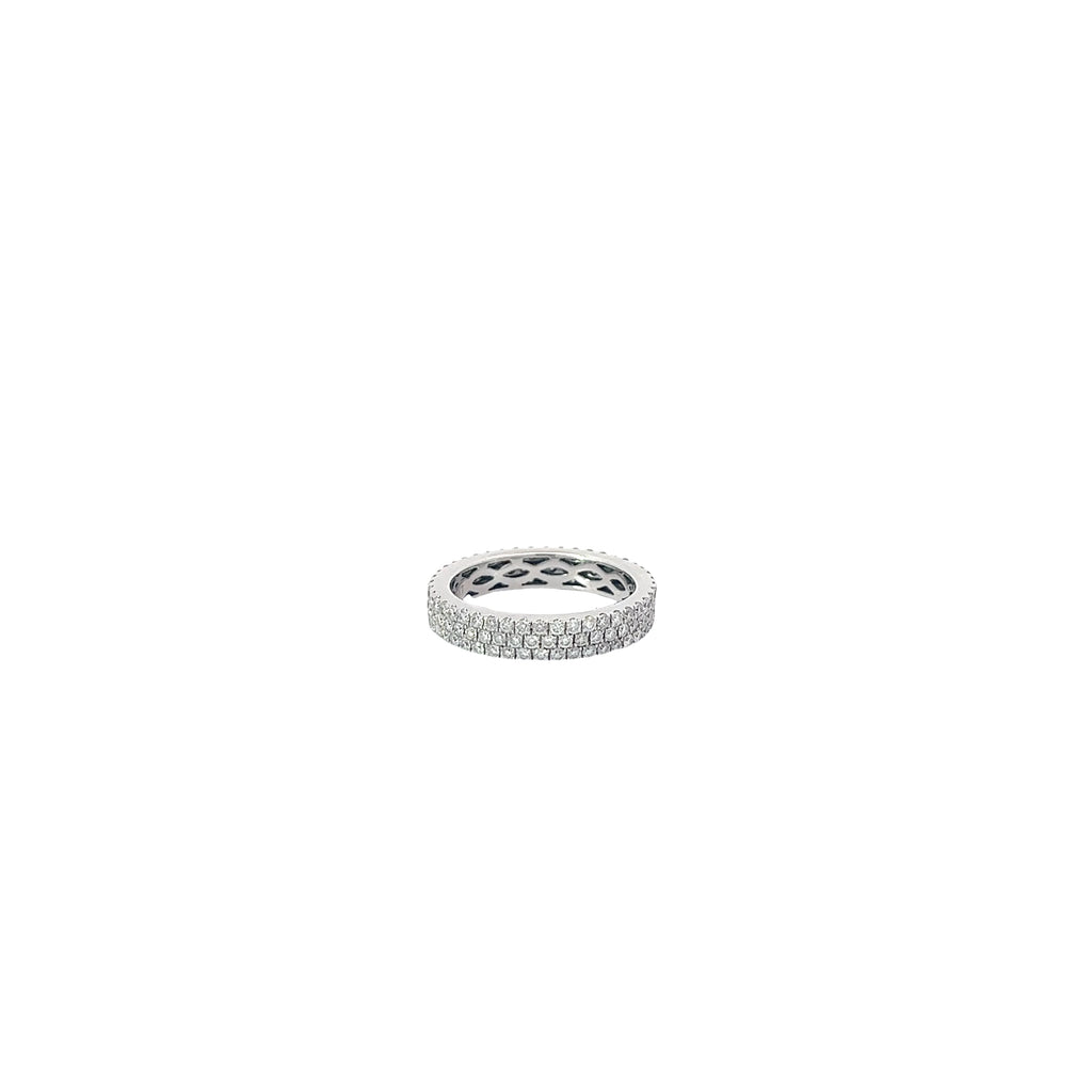 18k  White Gold 1.00ct 3 Row Diamond F VS2 Eternity Ring