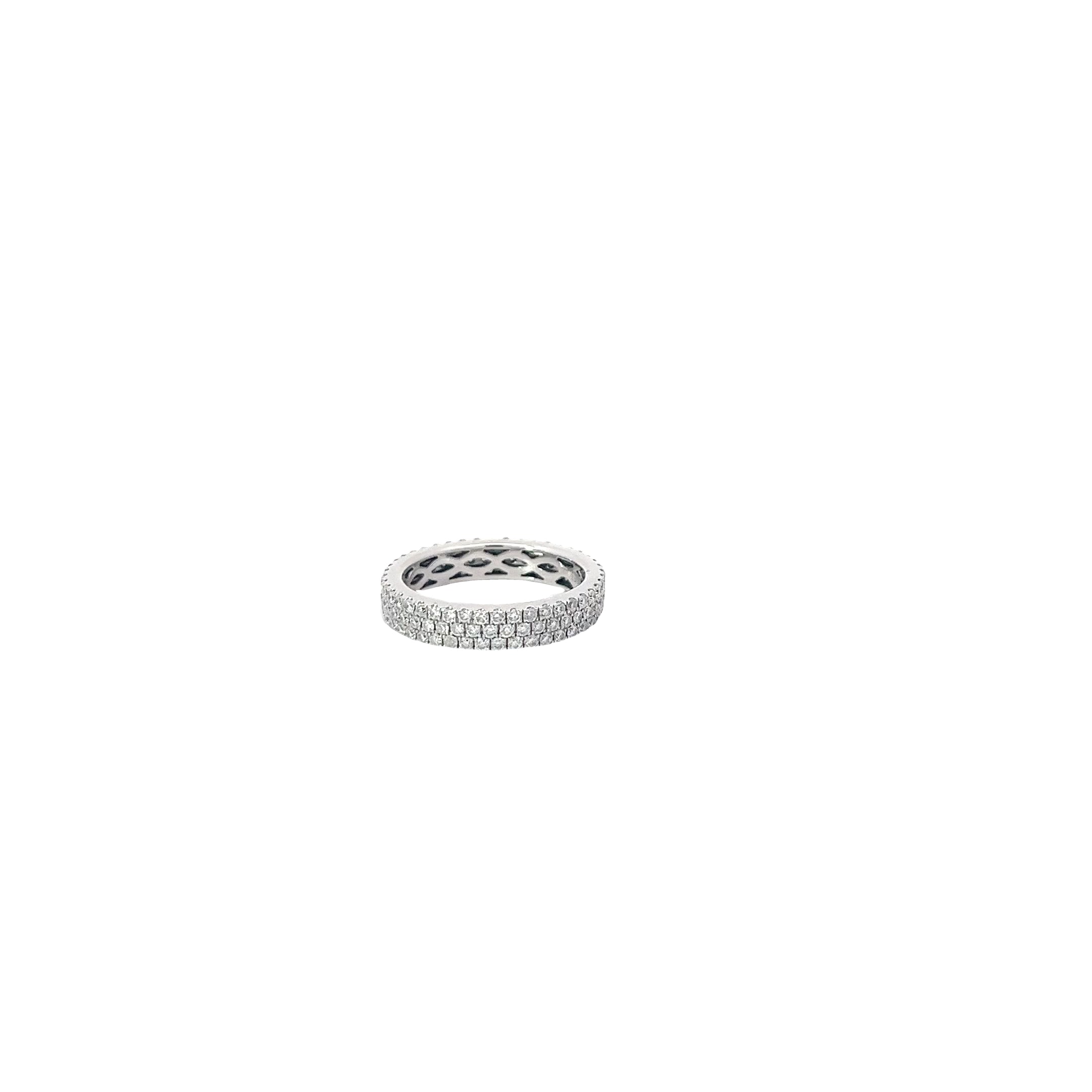 18k  White Gold 1.00ct 3 Row Diamond F VS2 Eternity Ring