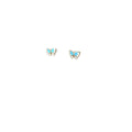 14k Yellow Gold Ex Small Butterfly Turquoise/White Enamel Stud Baby Earrings