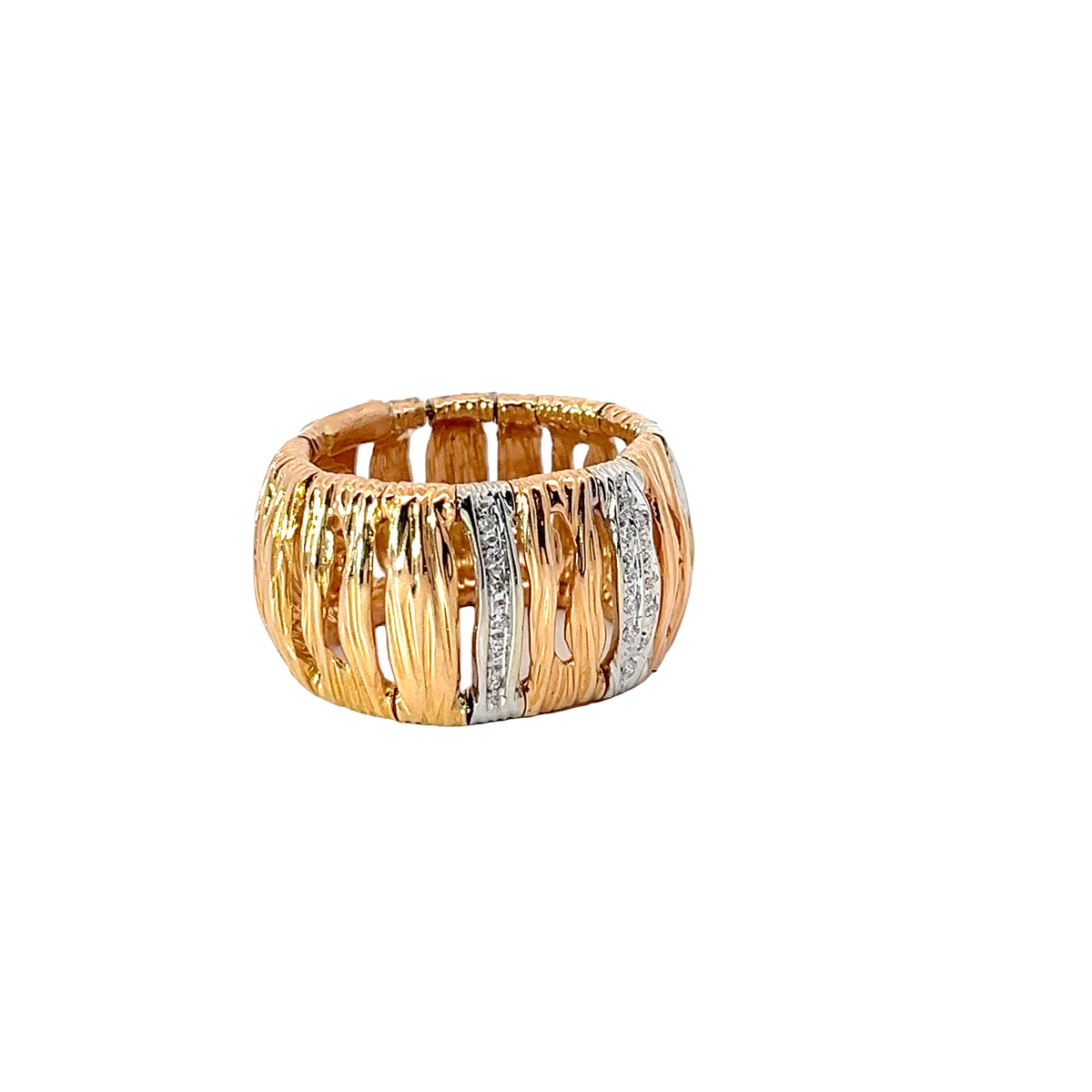 18k Rose Gold .25ct Round Diamond Flexible 14.5mm Wide Ring