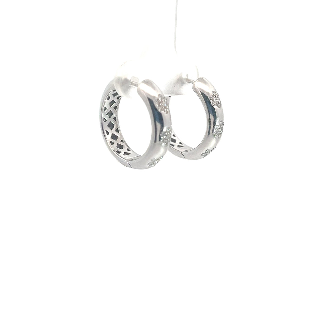 18K White Gold .35ct F VS2 Hoop Earrings 5mm 3/4 inch 10 gram