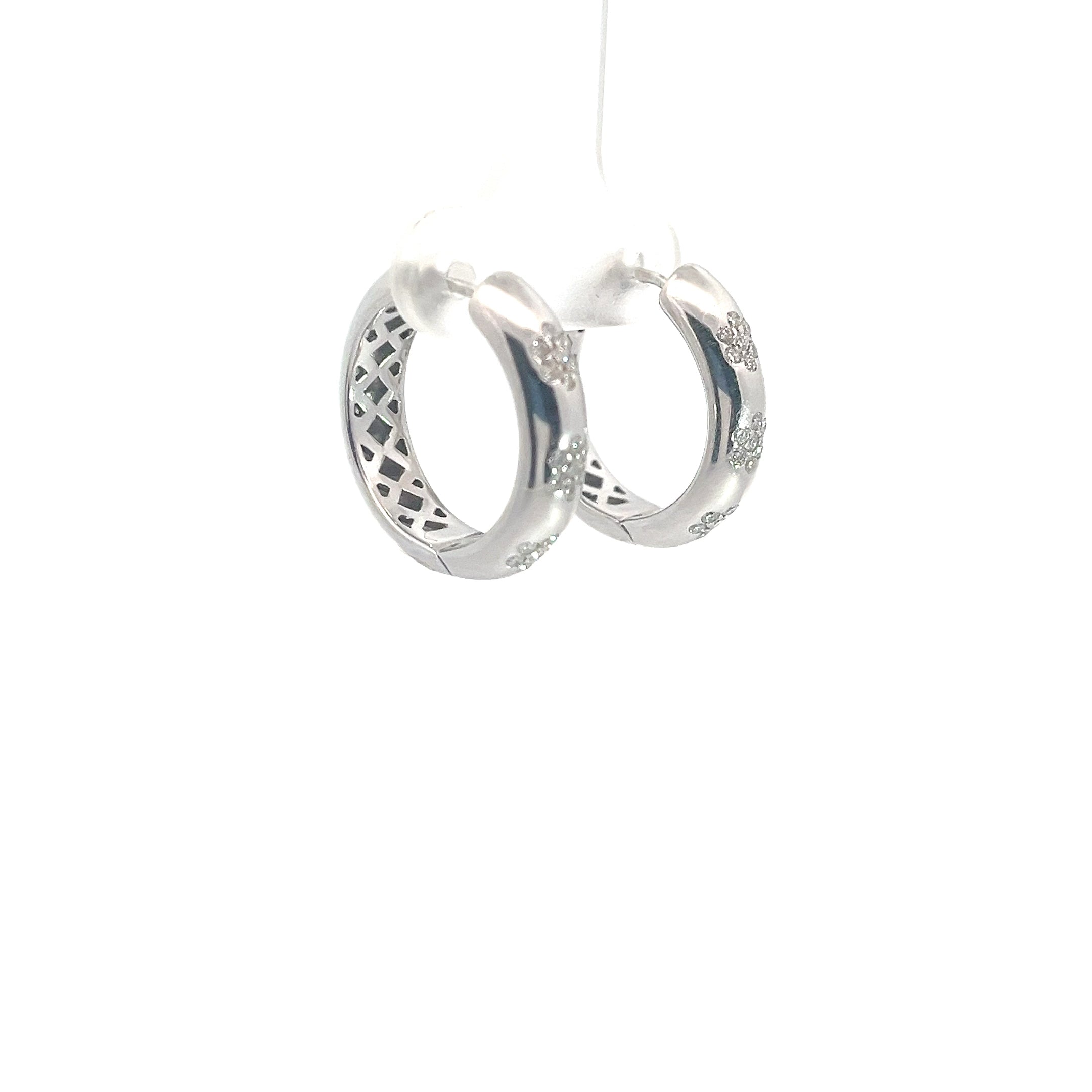 18K White Gold .35ct F VS2 Hoop Earrings 5mm 3/4 inch 10 gram