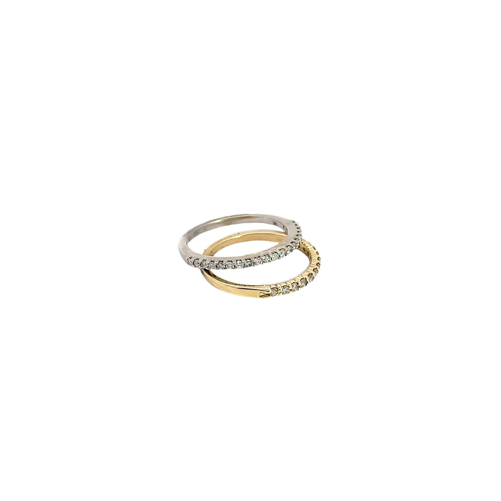 14k Yellow, White and Rose  Gold .25ct H SI1 Round Diamond Wedding Band Ring size 7