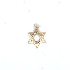 14k Yellow Gold Hammered Star of David Pendant