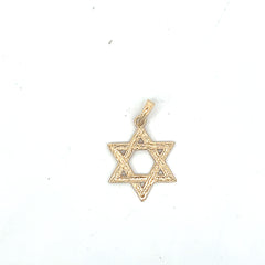 14k Yellow Gold Hammered Star of David Pendant
