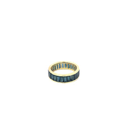 18k Yellow Gold 4.30ct Baguette Blue Sapphire Eternity Ring Size 7 1/2