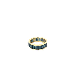 18k Yellow Gold 4.30ct Baguette Blue Sapphire Eternity Ring Size 7 1/2