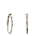 David Yurman Crossover Diamond Hoop Earrings Sterling Silver and 14k White Gold
