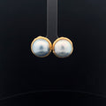 14k Yellow Gold Fresh Water White Mabe Pearl 14mm Stud Earrings