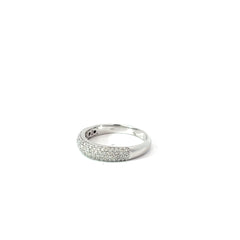14k White Gold .75ct G VS2 Round Diamond 4 Rows Domed Pave Band