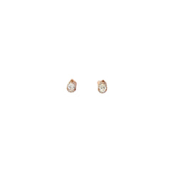 14k Rose Gold .48ct G VS2 Pear shaped Diamond and on the Halo .15ct GVS2 Round Diamond  Stud Earrings