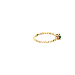 18k Yellow Gold .50ct Round Colombian Emerald Mount on a Beaded Ring